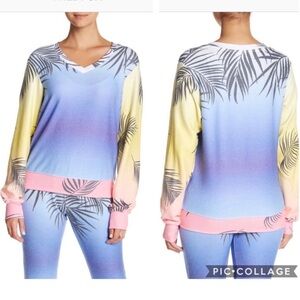 Wildfox Set Ombre Bahama Print‎  V- Neck Sweatpants & Jogger Pants